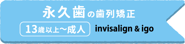 永久歯の歯列矯正 13歳以上〜成人 invisalign & igo